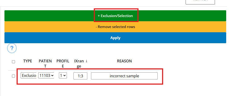 Slope selection buttons