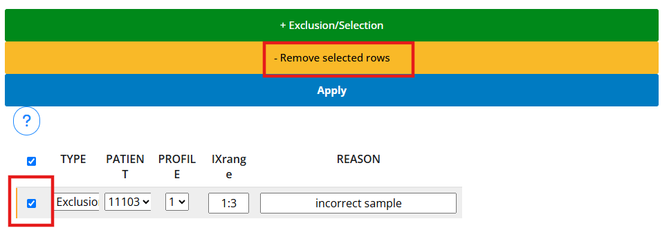 Removing selections