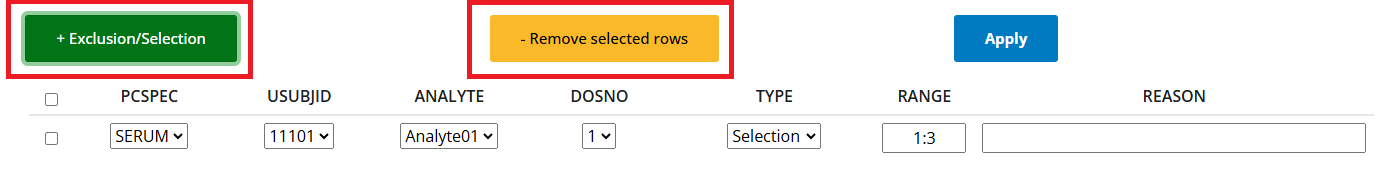 Slope selection buttons