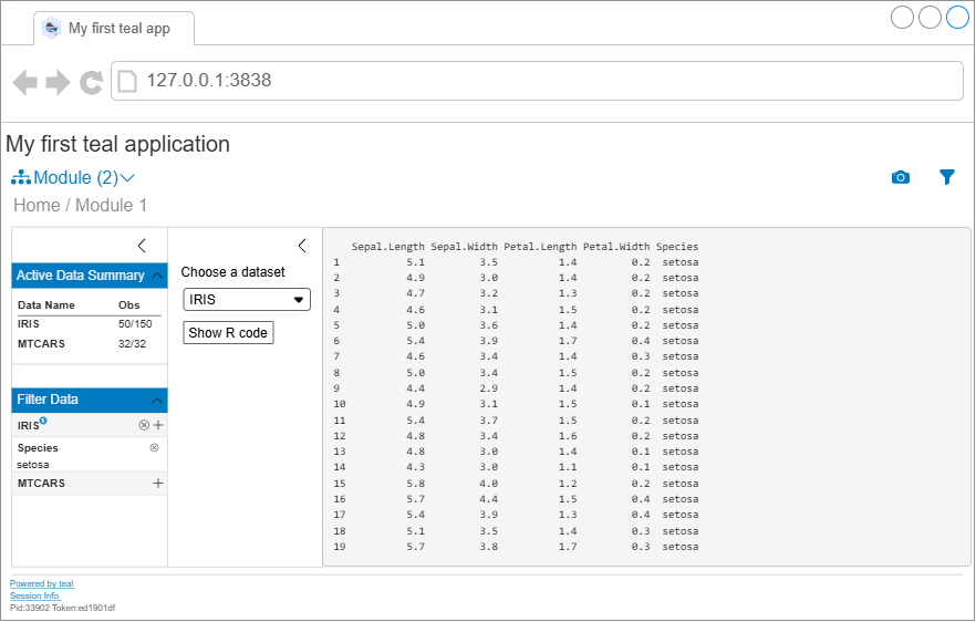 Example application (hover)